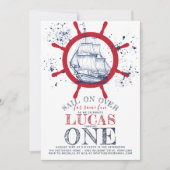 セーラー航海のファースト誕生日 招待状 (正面)