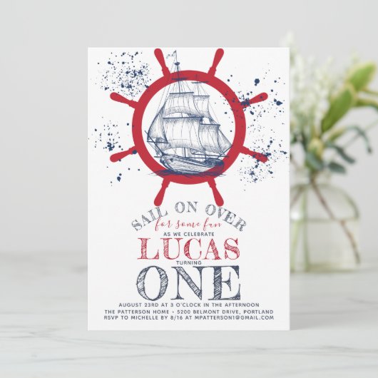 セーラー航海のファースト誕生日 招待状 (スタンド正面)
