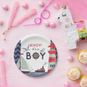 セーラー航海のボーツアホイ男の赤ちゃんシャワーパーティー ペーパープレート (パーティー)