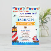 セーラー誕生日の招待ボーイ1歳の誕生日パーティー 招待状 (スタンド正面)