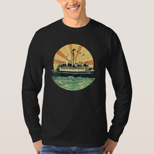 セーラー パンダ オーシャン クルーズ バケーション Tシャツ (正面)
