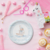 セーラー+ベア+ブルーストライプ 誕生日 ペーパープレート (パーティー)