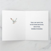 セーラ航海のーかわいいクマ1歳の誕生日ボーイ カード (内部)