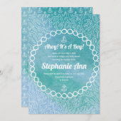 セーラ航海のー男の赤ちゃんベビーシャワー招待状 招待状 (正面/裏面)