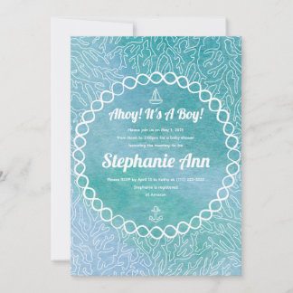 セーラ航海のー男の赤ちゃんベビーシャワー招待状 招待状