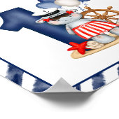 セーラ航海のー1歳の誕生日ボート少年お願いサイン ポスター (角)