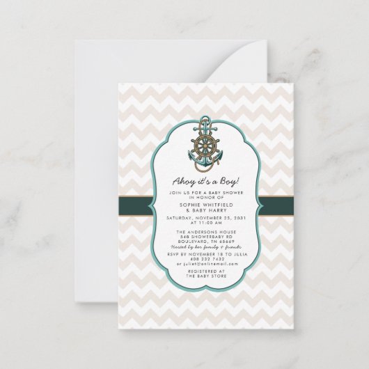 セーラ航海のー・アホイ少年のシャワー ノートカード (正面)