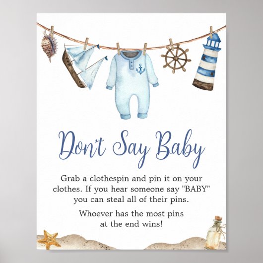 セーラ航海のー・アホイ赤ちゃんシャワー言わないベビー ポスター (正面)