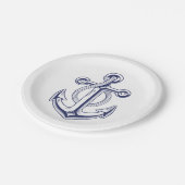 セーラ航海のー・ネイビー・ブルー・シップ・いかり結婚ズ ペーパープレート (アングル)