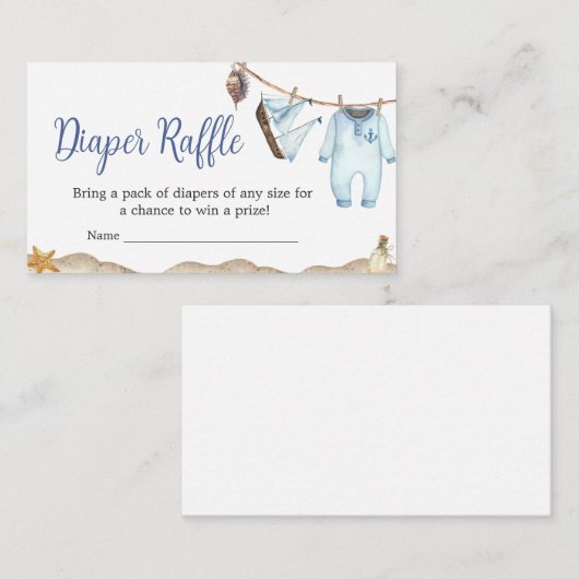 セーラ航海のーAHOY赤ちゃんシャワーおむつラッフル エンクロージャーカード (正面/裏面)