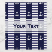 セーリングいかりとストライプパターン ワインラベル (シングルラベル)