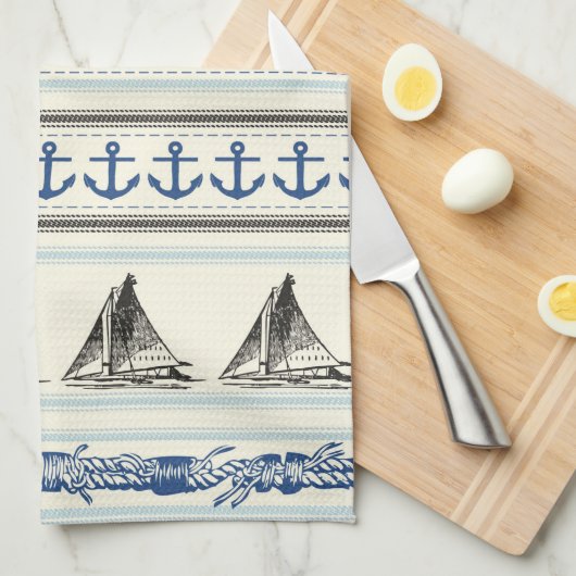 セーリングいかり航海のロープキッチンディッシュタオル キッチンタオル (四つ折り)
