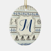 セーリングいかり航海のロープノットパターンオーナメント セラミックオーナメント (右)