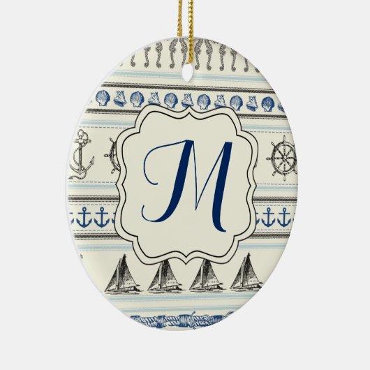セーリングいかり航海のロープノットパターンオーナメント セラミックオーナメント (右)