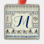 セーリングいかり航海のロープモノグラムオーナメント メタルオーナメント (正面)