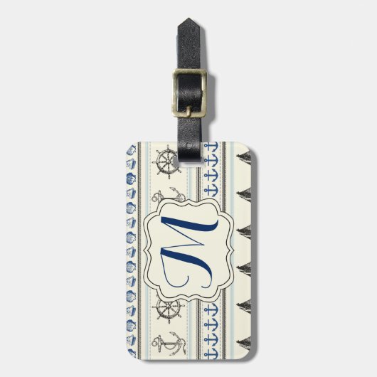 セーリングいかり航海のロープモノグラム荷物タグ ラゲッジタグ (正面縦)