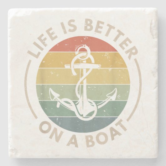 セーリングおもしろいボートのセーリングボートの生活は良い ストーンコースター (正面)