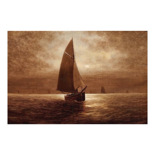 セーリングアットナイト(1900年頃) Elbridge Wesley Webb フォトプリント (正面)