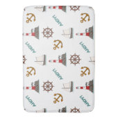 セーリングイラストレーションの大きなパターン色+白 バスマット (正面縦)