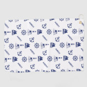 セーリングイラストレーションNavy Blue+White ゴルフタオル (横)