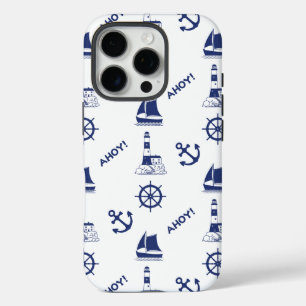 セーリングイラストレーションNavy Blue+White iPhone 16 Proケース