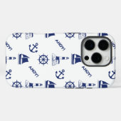 セーリングイラストレーションNavy Blue+White Case-Mate iPhoneケース (裏面 (横))