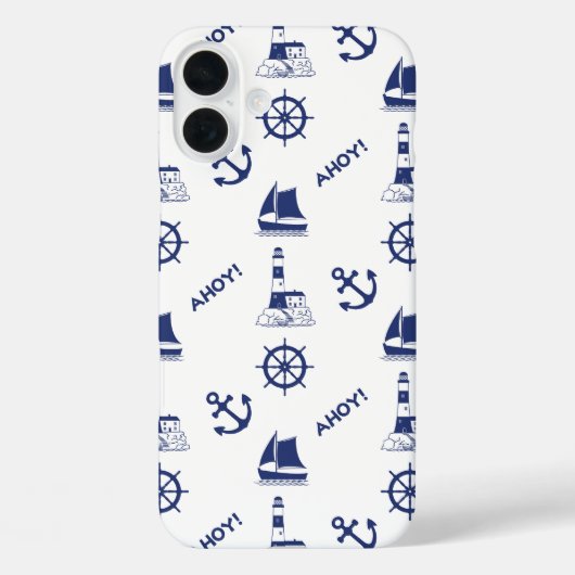 セーリングイラストレーションNavy Blue+White Case-Mate iPhoneケース (裏面)