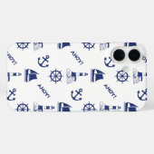 セーリングイラストレーションNavy Blue+White Case-Mate iPhoneケース (裏面 (横))