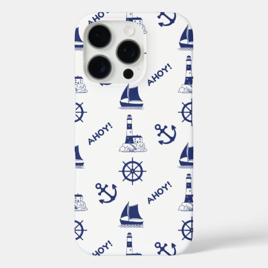 セーリングイラストレーションNavy Blue+White Case-Mate iPhoneケース (裏面)
