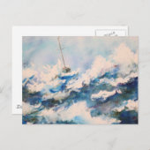 セーリングウォーターカラーストーミーシーズハガキ ポストカード (正面/裏面)