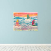 セーリングオレンジスカイ キャンバスプリント (インサイチュ (ウッドフロア))