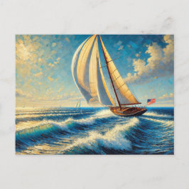 セーリングオンミシガンレイクセーリングボート ポストカード