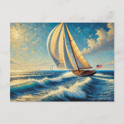 セーリングオンミシガンレイクセーリングボート ポストカード (正面)