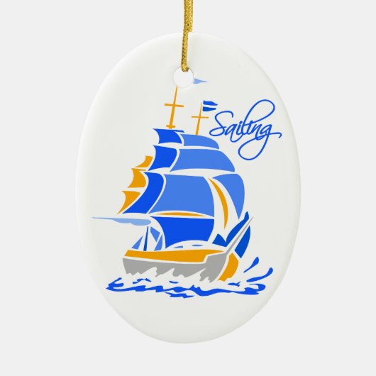 セーリングオーナメント、カスタマイズ可能 セラミックオーナメント (正面)