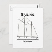 セーリングガフ帆装スクーナー帆船（帆走計画） ポストカード (正面/裏面)