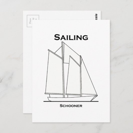セーリングガフ帆装スクーナー帆船（帆走計画） ポストカード (正面/裏面)