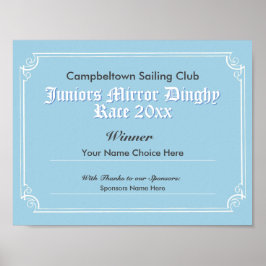 セーリングクラブコンペティション優勝者の証明書ポスト ポスター