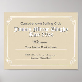 セーリングクラブ競技優勝者の証明書 ポスター