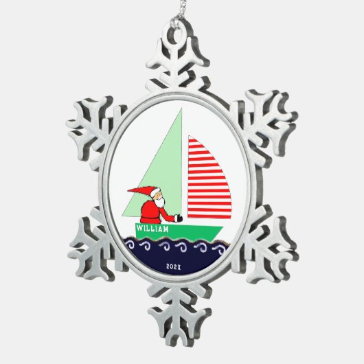 セーリングクリスマスコレクション スノーフレークピューターオーナメント (右)