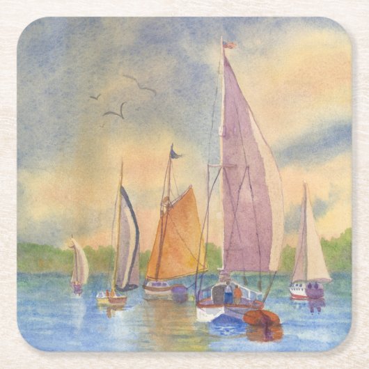 セーリングコースター、セーリングボートコースター、メインコースター スクエアペーパーコースター (正面)