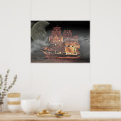 セーリングシップのデジタルアート ポスター (キッチン)