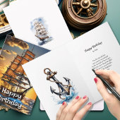 セーリングシップオンザ海アットドーンハッピーバースデー カード