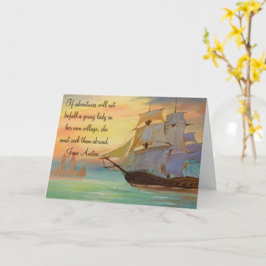 セーリングシップカラフルシースケープグリーティングカード カード (黄色い花)