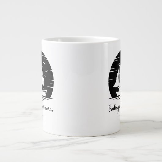セーリングシップ帆船ヨット感動的引用文ムー ジャンボコーヒーマグカップ (正面)