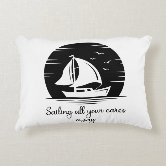 セーリングシップ帆船ヨット感動的引用文 アクセントクッション (正面)