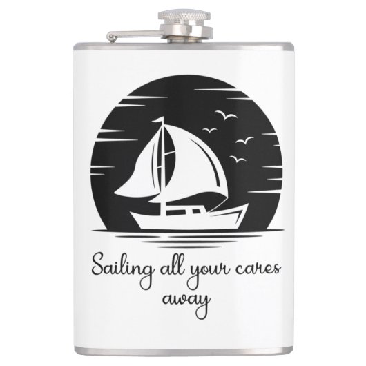 セーリングシップ帆船ヨット感動的引用文 フラスク (正面)