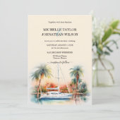 セーリングシップ目的地ウェディングパームツリーズビーチ 招待状 (スタンド正面)