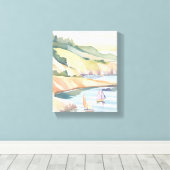 セーリングショア | ロードアイランド海水彩 キャンバスプリント (インサイチュ (ウッドフロア))