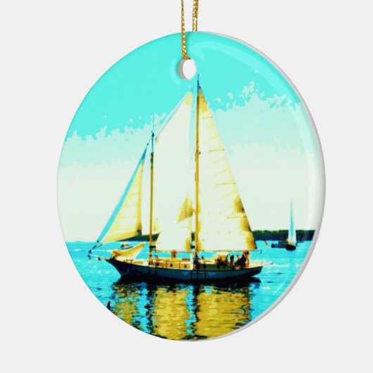 セーリングスクーナーオーナメント セラミックオーナメント (左)