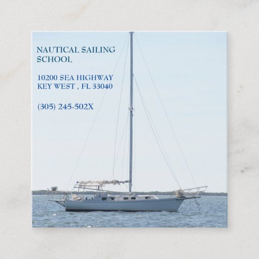 セーリングスクール/セーリングインストラクター/ホワイトセーリングボート スクエア名刺 (正面)